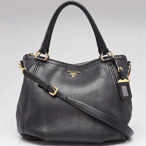 Prada Black Vitello Daino Leather Top Handle Bag BR4420
